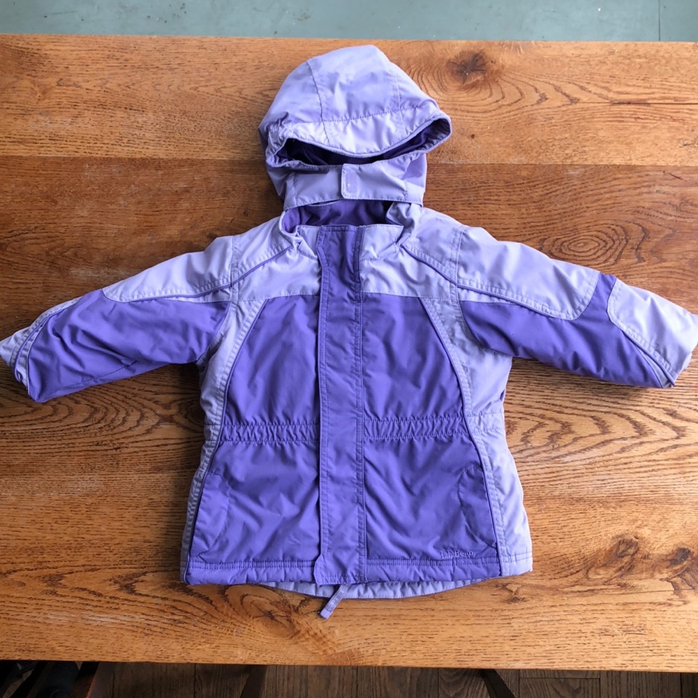 L.L. Bean 3T winter coat. Purple/light purple w/hood and Thinsulate insulation.
